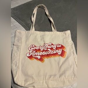 Cream Tote Bag with Everything is Ameowzing